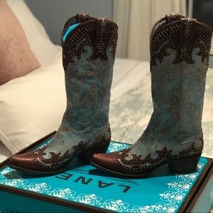 🐴LANE🐴”Stephanie” Western Boot in Turquoise🦋